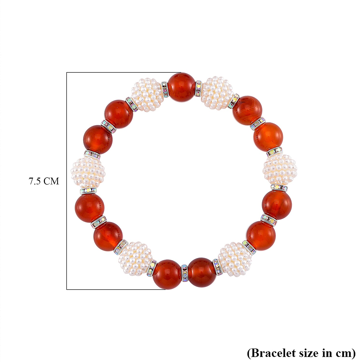 2 Piece Set - STRADA Japanese Movt. Water Resistant Watch with Carnelian, Resin & Austrian White Crystal Stone Beaded Elastic Strap with Matching Bracelet Set 2 Piece Set - STRADA Japanese Movt. Water Resistant Watch with Carnelian, Resin & Austrian White Crystal Stone Beaded Elastic Strap with Matching Bracelet Set