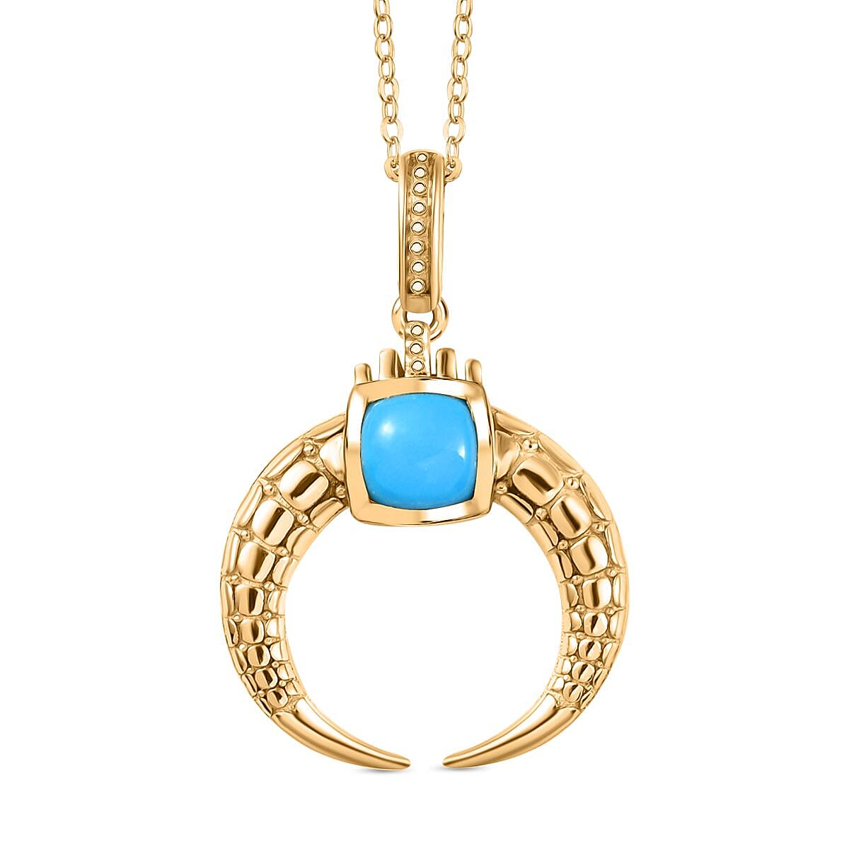 Sleeping Beauty Turquoise Pendant with Chain (Size 20) in 18K Vermeil Yellow Gold Plated Sterling Silver