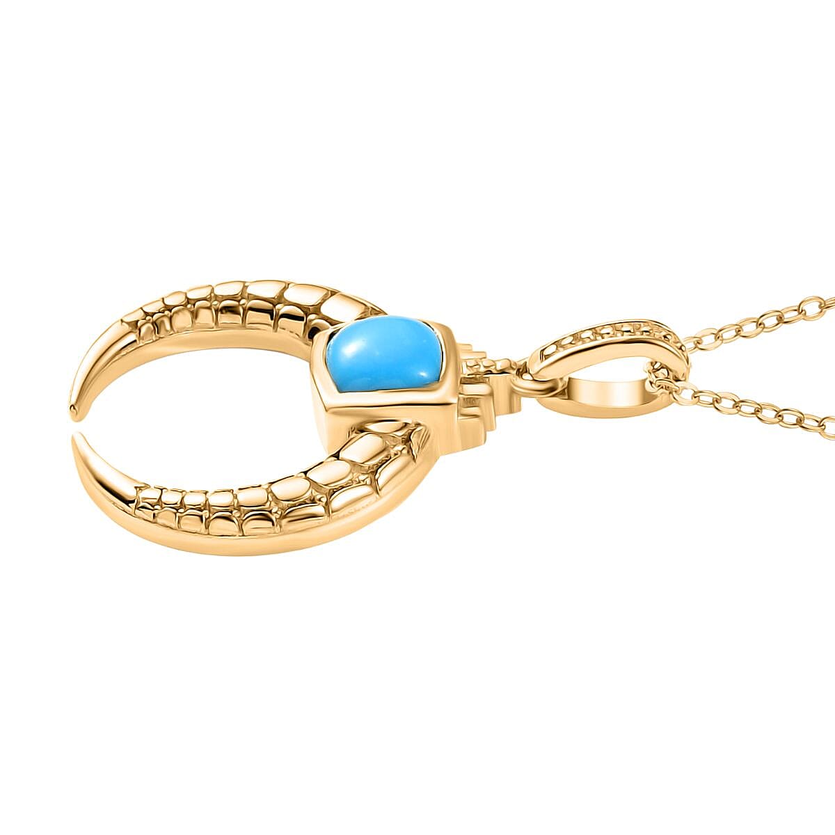 Sleeping Beauty Turquoise Pendant with Chain (Size 20) in 18K Vermeil Yellow Gold Plated Sterling Silver