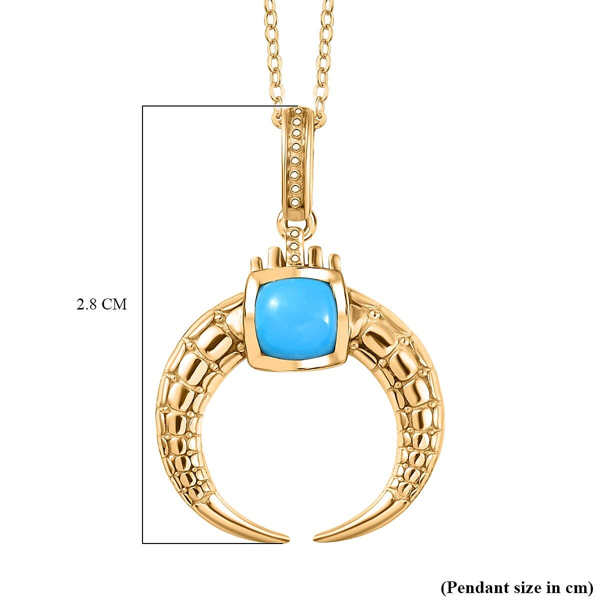 Sleeping Beauty Turquoise Pendant with Chain (Size 20) in 18K Vermeil Yellow Gold Plated Sterling Silver