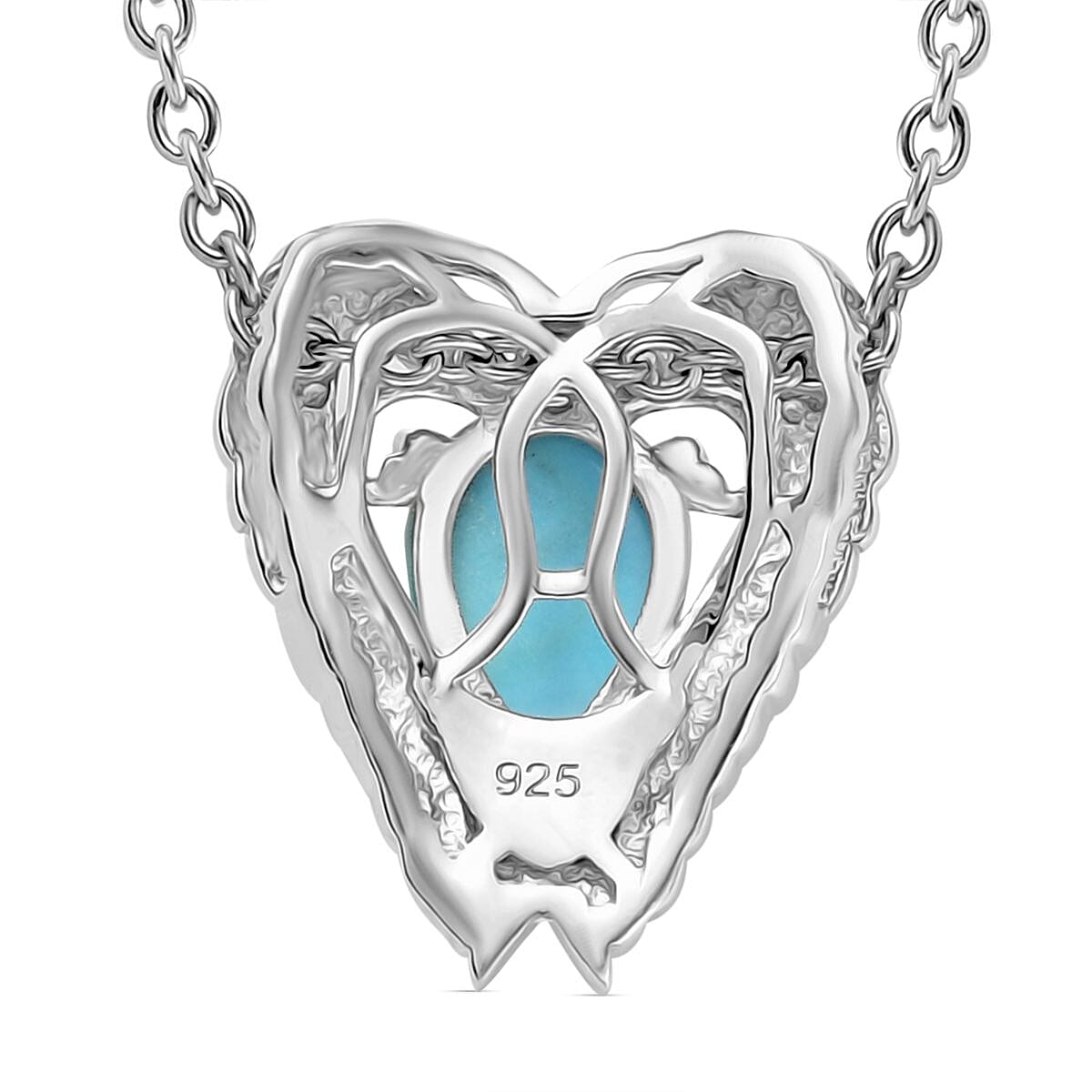 Sleeping Beauty Turquoise Pendant with Chain (Size 20) in 18K Vermeil Yellow Gold Plated & Rhodium Overlay Sterling Silver