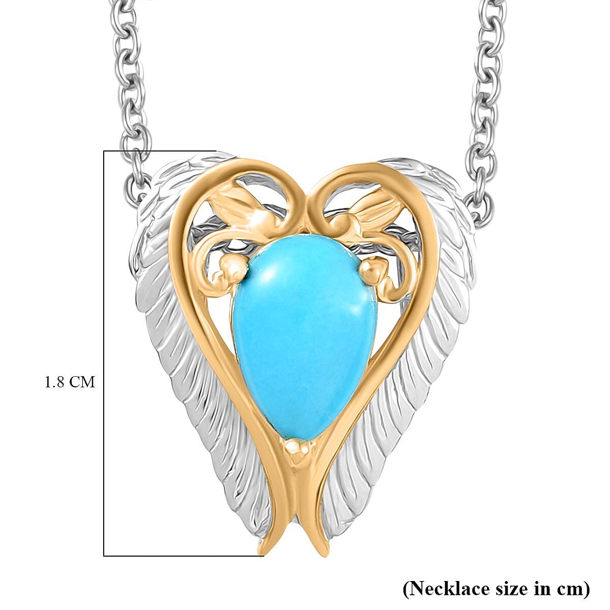 Sleeping Beauty Turquoise Pendant with Chain (Size 20) in 18K Vermeil Yellow Gold Plated & Rhodium Overlay Sterling Silver