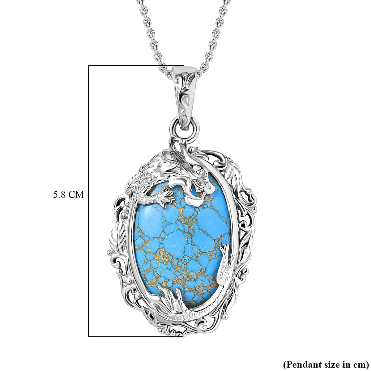 Tucson Find- Blue Turquoise Pendant with Chain (Size 20) 32.61 Ct.