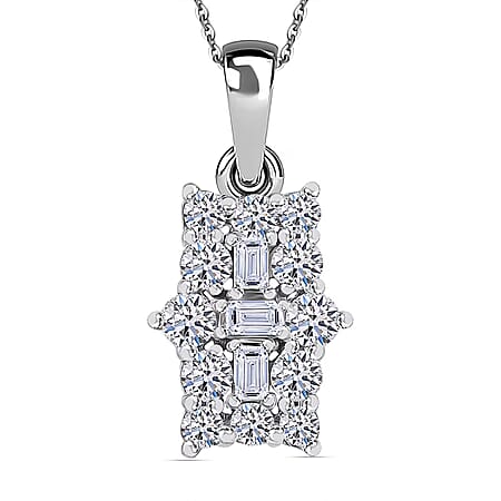 LUXURIANT 0.5 Ct. Lab Grown Diamond Boat Pendant with Chain (Size 20) in Rhodium Overlay Sterling Silver (SI G/H) LUXURIANT 0.5 Ct. Lab Grown Diamond Boat Pendant with Chain (Size 20) in Rhodium Overlay Sterling Silver (SI G/H)