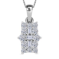 LUXURIANT 0.50 Ct. Lab Grown Diamond Boat Pendant with Chain (Size 20) in Rhodium Overlay Sterling Silver (SI G/H)