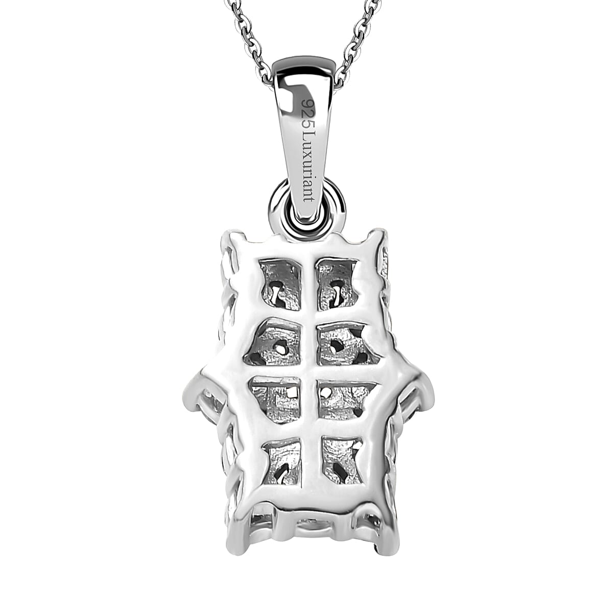 Luxuriant Diamond Lab Grown Diamond (SI-GH) Boat Pendant with Chain (Size - 20) in Rhodium Overlay Sterling Silver