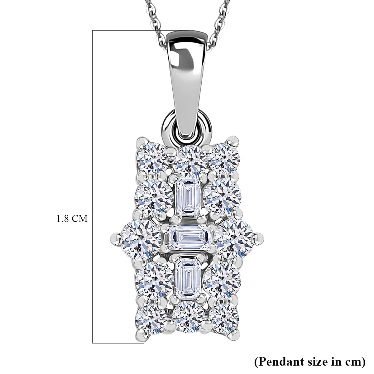 Luxuriant Diamond Lab Grown Diamond (SI-GH) Boat Pendant with Chain (Size - 20) in Rhodium Overlay Sterling Silver