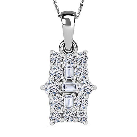 Luxuriant Diamond Lab Grown Diamond (SI-G-H) Boat Pendant with Chain (Size - 20) in Rhodium Overlay Sterling Silve 0.50 Ct.