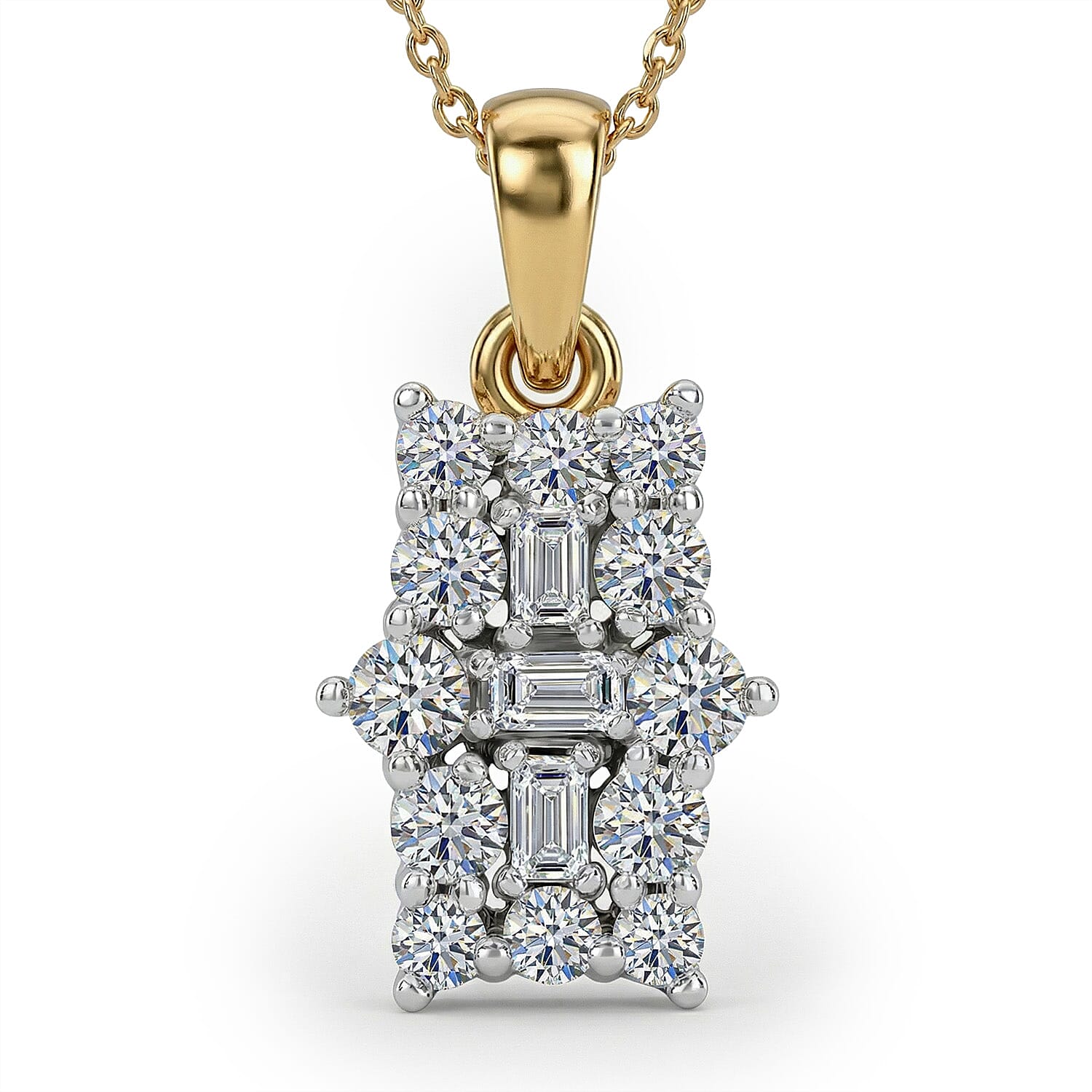 Luxuriant Diamond Lab Grown Diamond (SI-G-H) Boat Pendant with Chain (Size - 20) in 18K Vermeil Yellow Gold Plated Sterling Silver 0.50 Ct.