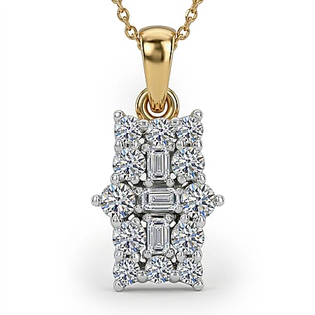 LUXURIANT 0.5 Ct. Lab Grown Diamond Boat Pendant with Chain (Size 20) in 18K Vermeil Yellow Gold Plated Sterling Silver (SI G/H)