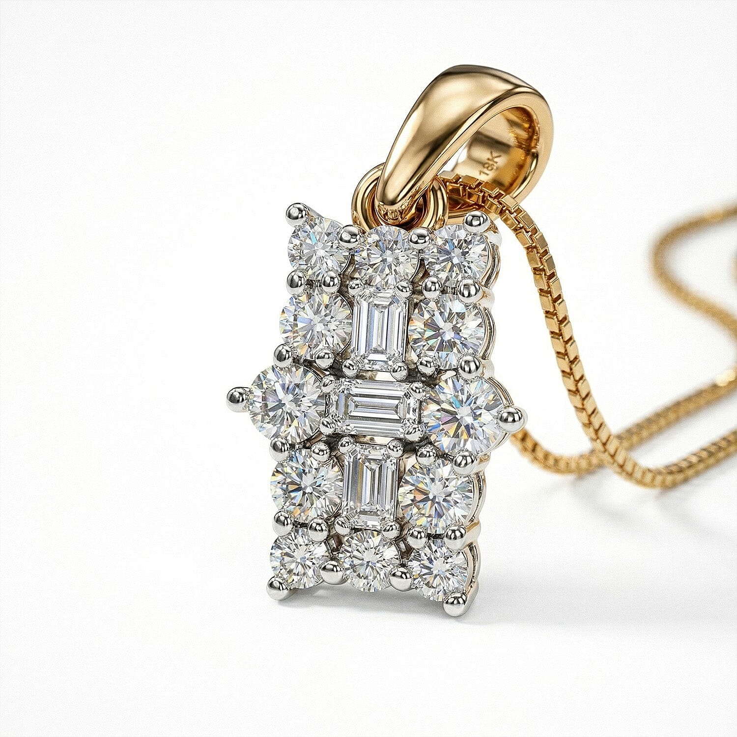 Luxuriant Diamond Lab Grown Diamond (SI-G-H) Boat Pendant with Chain (Size - 20) in 18K Vermeil Yellow Gold Plated Sterling Silver 0.50 Ct.