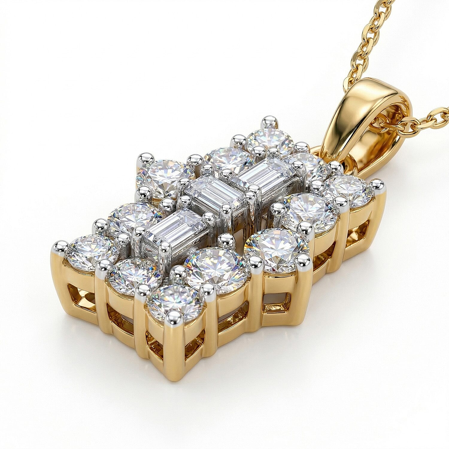 Luxuriant Diamond Lab Grown Diamond (SI-G-H) Boat Pendant with Chain (Size - 20) in 18K Vermeil Yellow Gold Plated Sterling Silver 0.50 Ct.