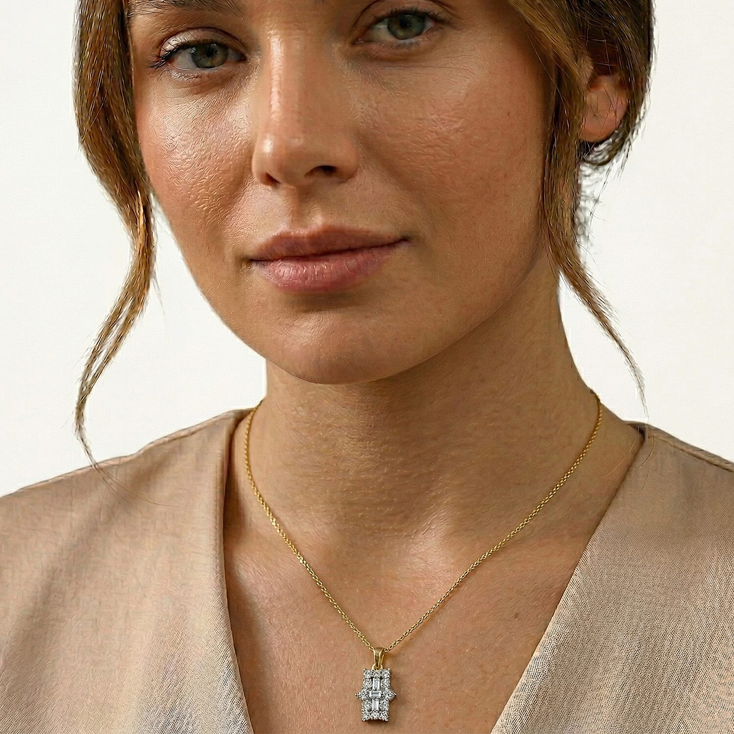 Luxuriant Diamond Lab Grown Diamond (SI-G-H) Boat Pendant with Chain (Size - 20) in 18K Vermeil Yellow Gold Plated Sterling Silver 0.50 Ct.