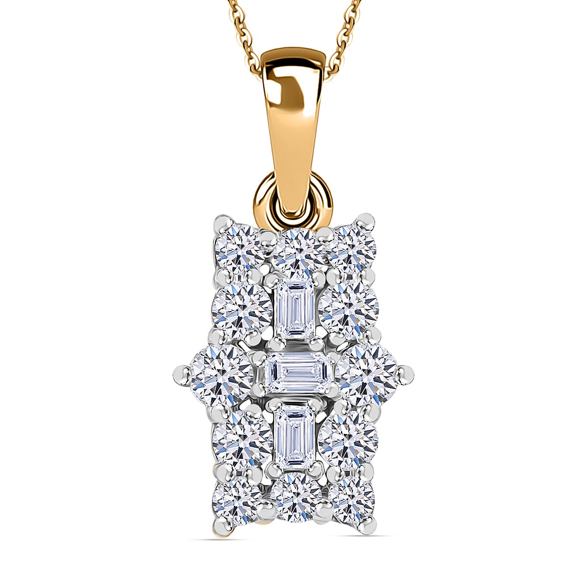 Luxuriant Diamond Lab Grown Diamond (SI-G-H) Boat Pendant with Chain (Size - 20) in 18K Vermeil Yellow Gold Plated Sterling Silver 0.50 Ct.
