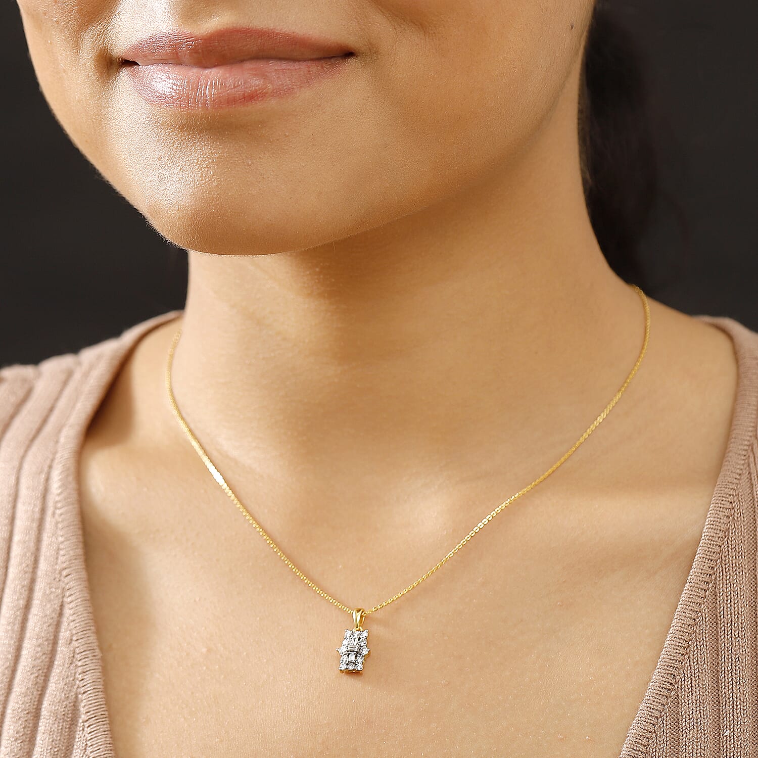 Luxuriant Diamond Lab Grown Diamond (SI-G-H) Boat Pendant with Chain (Size - 20) in 18K Vermeil Yellow Gold Plated Sterling Silver 0.50 Ct.