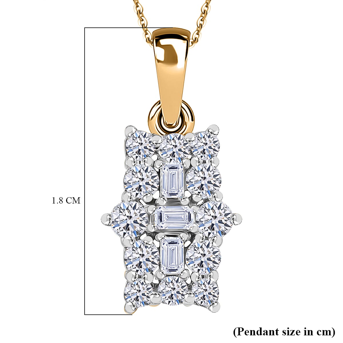 Luxuriant Diamond Lab Grown Diamond (SI-G-H) Boat Pendant with Chain (Size - 20) in 18K Vermeil Yellow Gold Plated Sterling Silver 0.50 Ct.