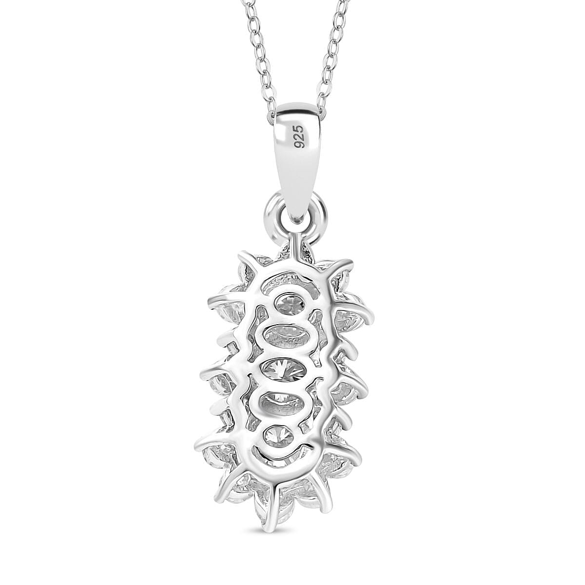 Moissanite Pendant with Chain (Size 20) in Rhodium Overlay Sterling Silver 1.31 Ct.