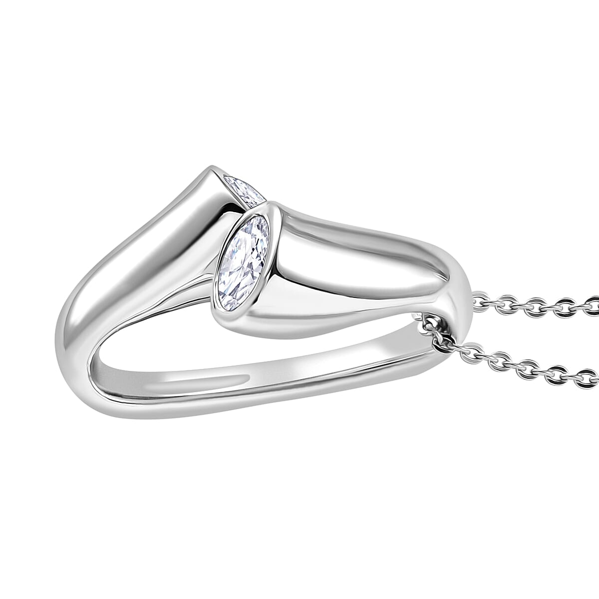 Moissanite Pendant with Chain (Size 20) in Rhodium Overlay Sterling Silver 1.15 Ct.