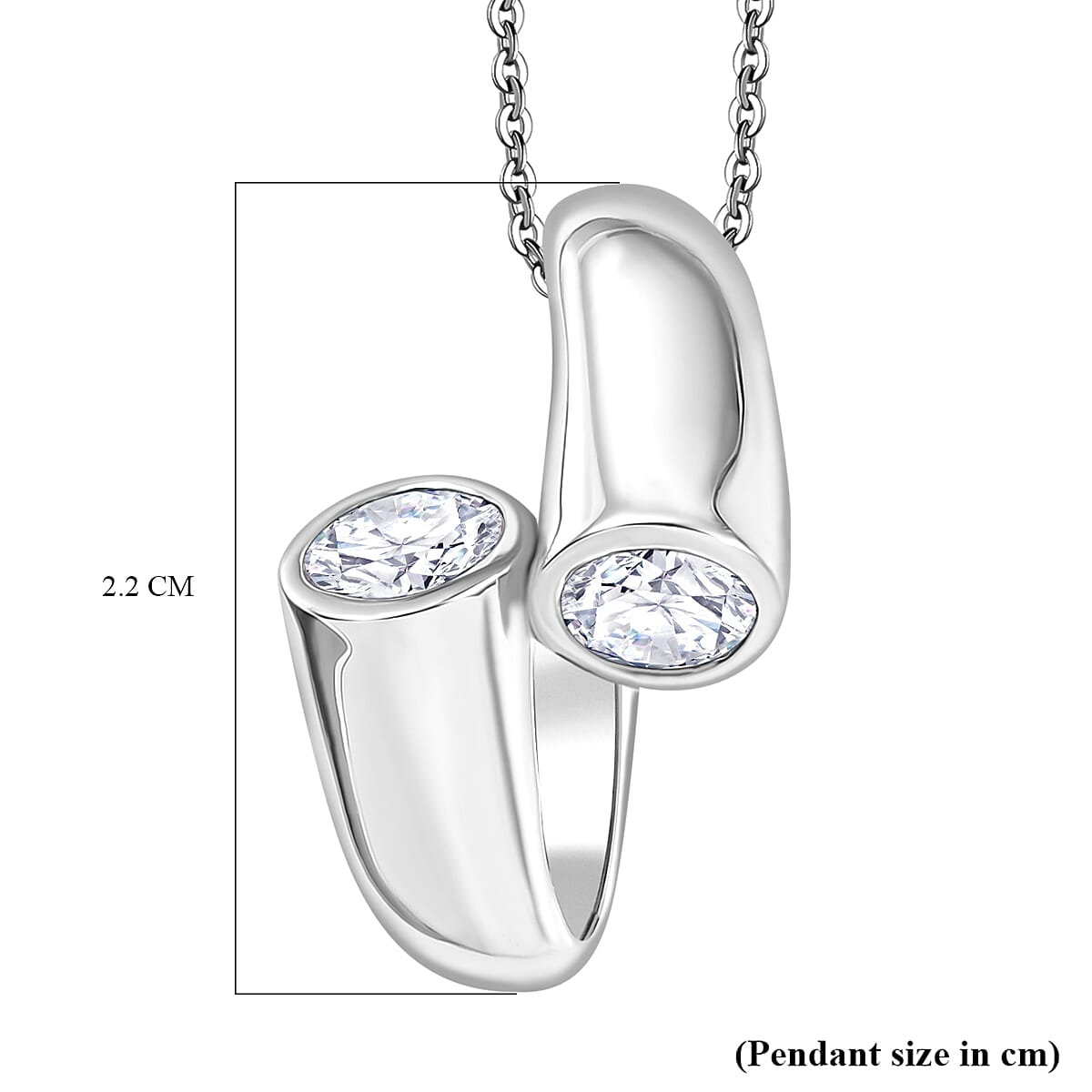 Moissanite Pendant with Chain (Size 20) in Rhodium Overlay Sterling Silver 1.15 Ct.