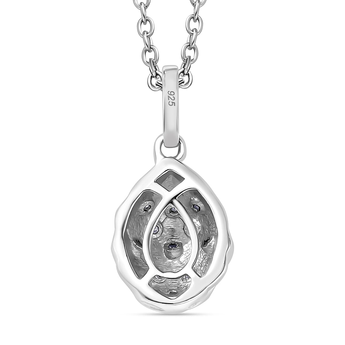 Moissanite Pendant with Chain (Size 20) in Rhodium Overlay Sterling Silver