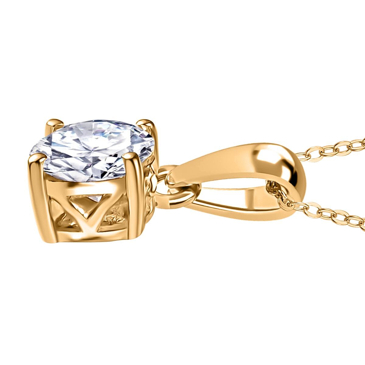Royal Bali Collection - Moissanite Pendant with Chain (Size 20) in 18K Vermeil Yellow Gold Plated Sterling Silver 1.00 Ct.