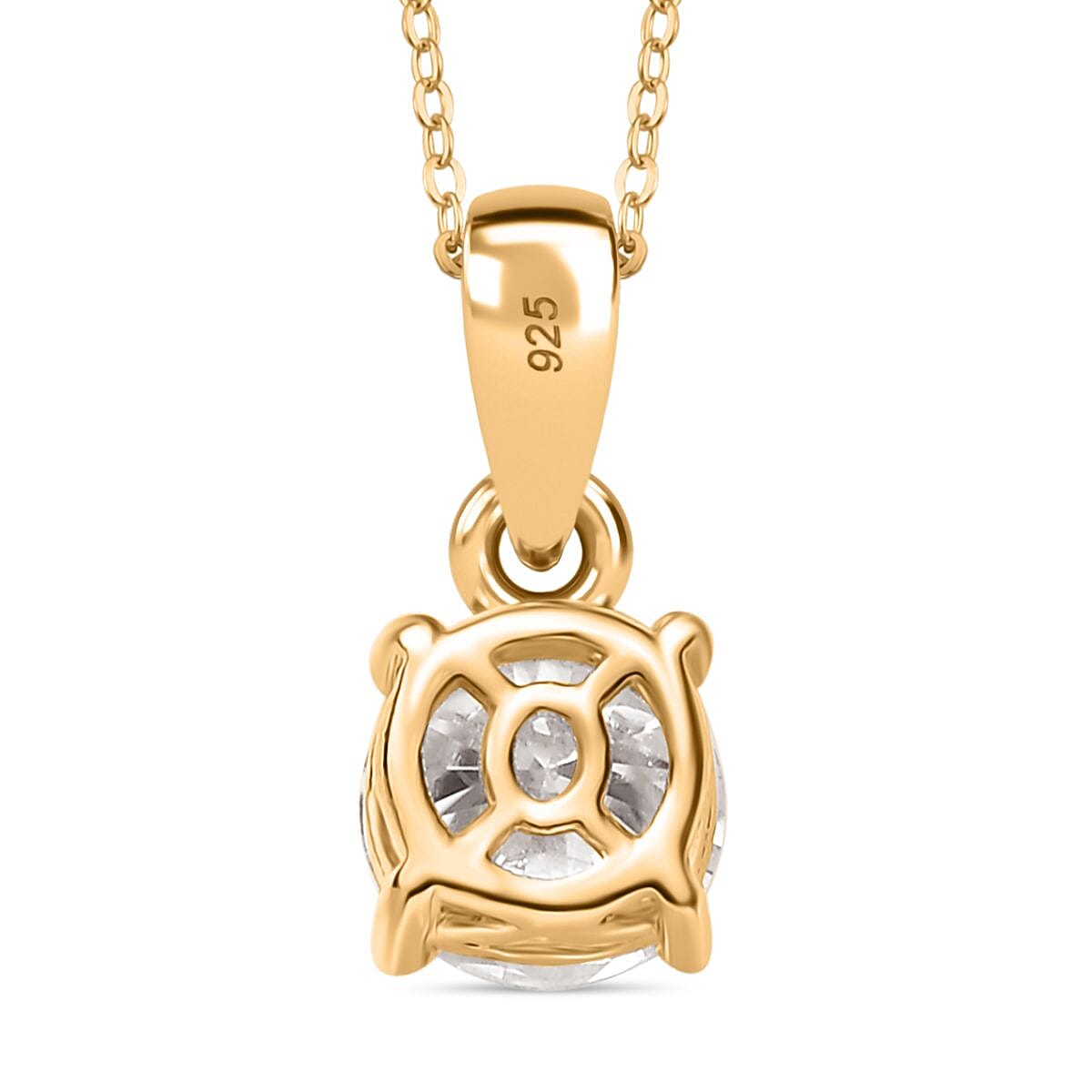 Royal Bali Collection - Moissanite Pendant with Chain (Size 20) in 18K Vermeil Yellow Gold Plated Sterling Silver 1.00 Ct.