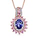 Tanzanite, Pink Sapphire & White Zircon Pendant with Chain (Size 20) in 18K Vermeil Rose Gold Plated Sterling Silver 2.56 Ct.