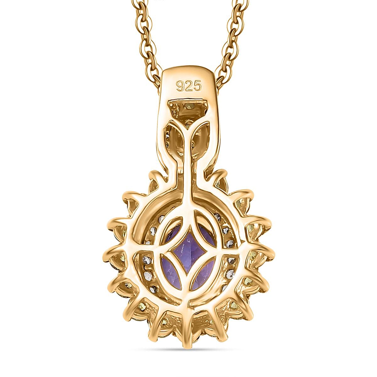 Tanzanite, Yellow Sapphire & White Zircon Pendant with Chain (Size 20) in 18K Vermeil Yellow Gold Plated Sterling Silver 2.56 Ct. Tanzanite, Yellow Sapphire & White Zircon Pendant with Chain (Size 20) in 18K Vermeil Yellow Gold Plated Sterling Silver 2.56 Ct.