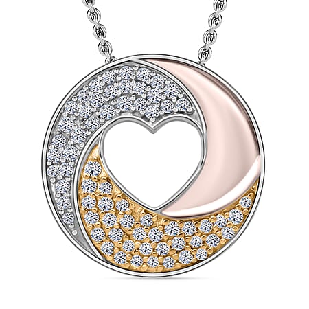 LUXURIANT Lab Grown Diamond (SI/G H) Pendant with Chain (Size 18+2 Ext.) with Spring Ring Clasp in Rose and Yellow Gold Plated and Rhodium Overlay Sterling Silver 0.34 Ct. LUXURIANT Lab Grown Diamond (SI/G H) Pendant with Chain (Size 18+2 Ext.) with Spring Ring Clasp in Rose and Yellow Gold Plated and Rhodium Overlay Sterling Silver 0.34 Ct.