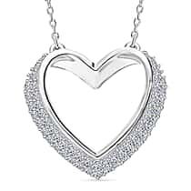 LUXURIANT Lab Grown Diamond (SI/G H) Heart Pendant with Chain (Size 18+2 Ext.) with Spring Ring Clasp in Rhodium Overlay Sterling Silver 0.33 Ct.