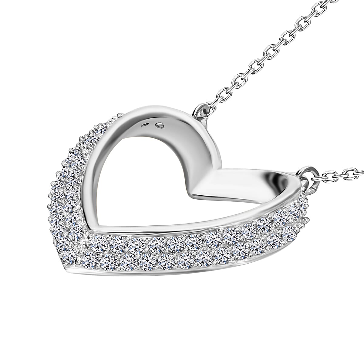 Luxuriant Diamond Lab Grown Diamond (SI-G-H) Pendant with Chain (Size - 18-2 Ext.) with Spring Ring Clasp in Rhodium Overlay Sterling Silver 0.33 Ct.