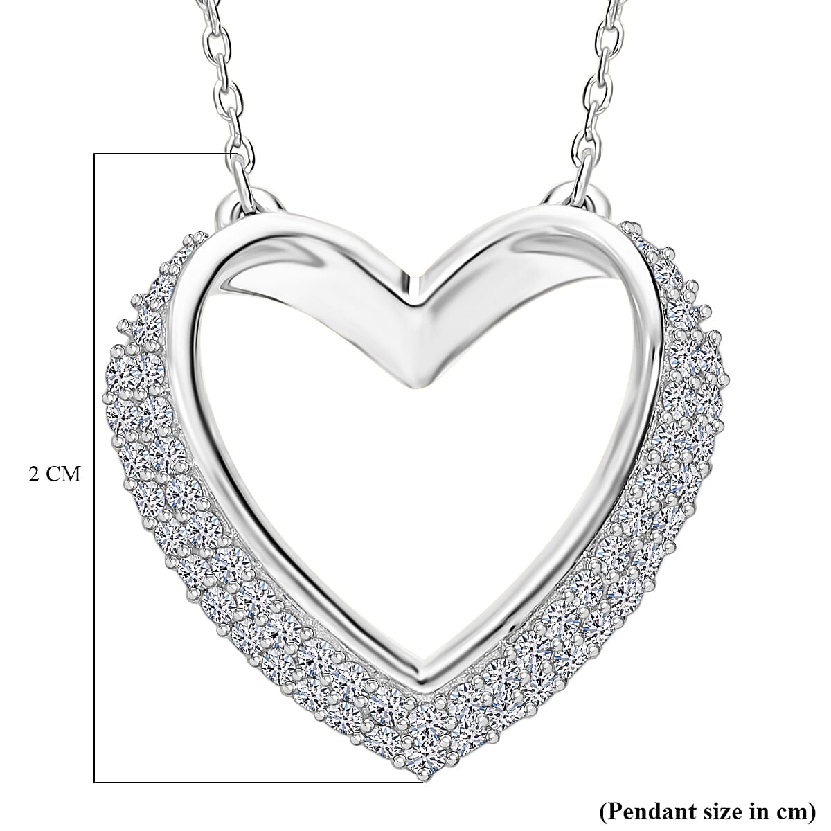Luxuriant Diamond Lab Grown Diamond (SI-G-H) Pendant with Chain (Size - 18-2 Ext.) with Spring Ring Clasp in Rhodium Overlay Sterling Silver 0.33 Ct.