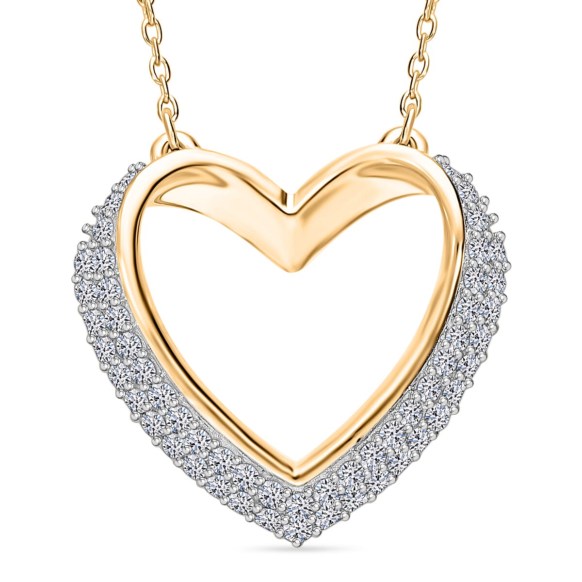 Luxuriant Diamond Lab Grown Diamond (SI-G-H) Pendant with Chain (Size - 18-2 Ext.) with Spring Ring Clasp in Vermeil Yellow Gold Plated & Rhodium Overlay Sterling Silver 0.33 Ct.