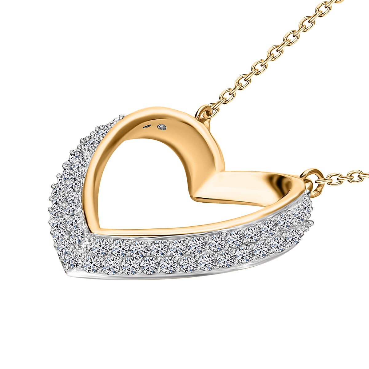 Luxuriant Diamond Lab Grown Diamond (SI-G-H) Pendant with Chain (Size - 18-2 Ext.) with Spring Ring Clasp in Vermeil Yellow Gold Plated & Rhodium Overlay Sterling Silver 0.33 Ct.