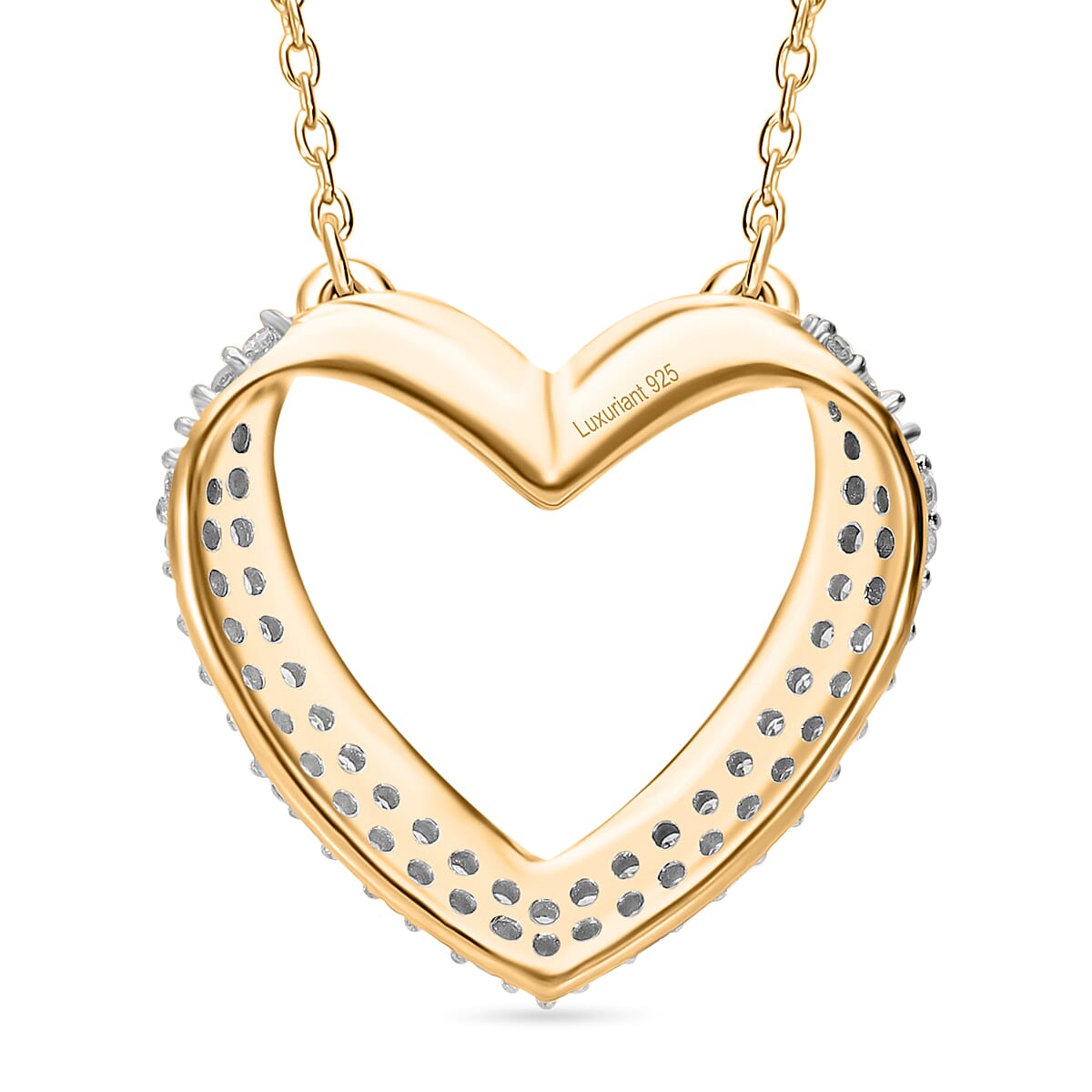 Luxuriant Diamond Lab Grown Diamond (SI-G-H) Pendant with Chain (Size - 18-2 Ext.) with Spring Ring Clasp in Vermeil Yellow Gold Plated & Rhodium Overlay Sterling Silver 0.33 Ct.