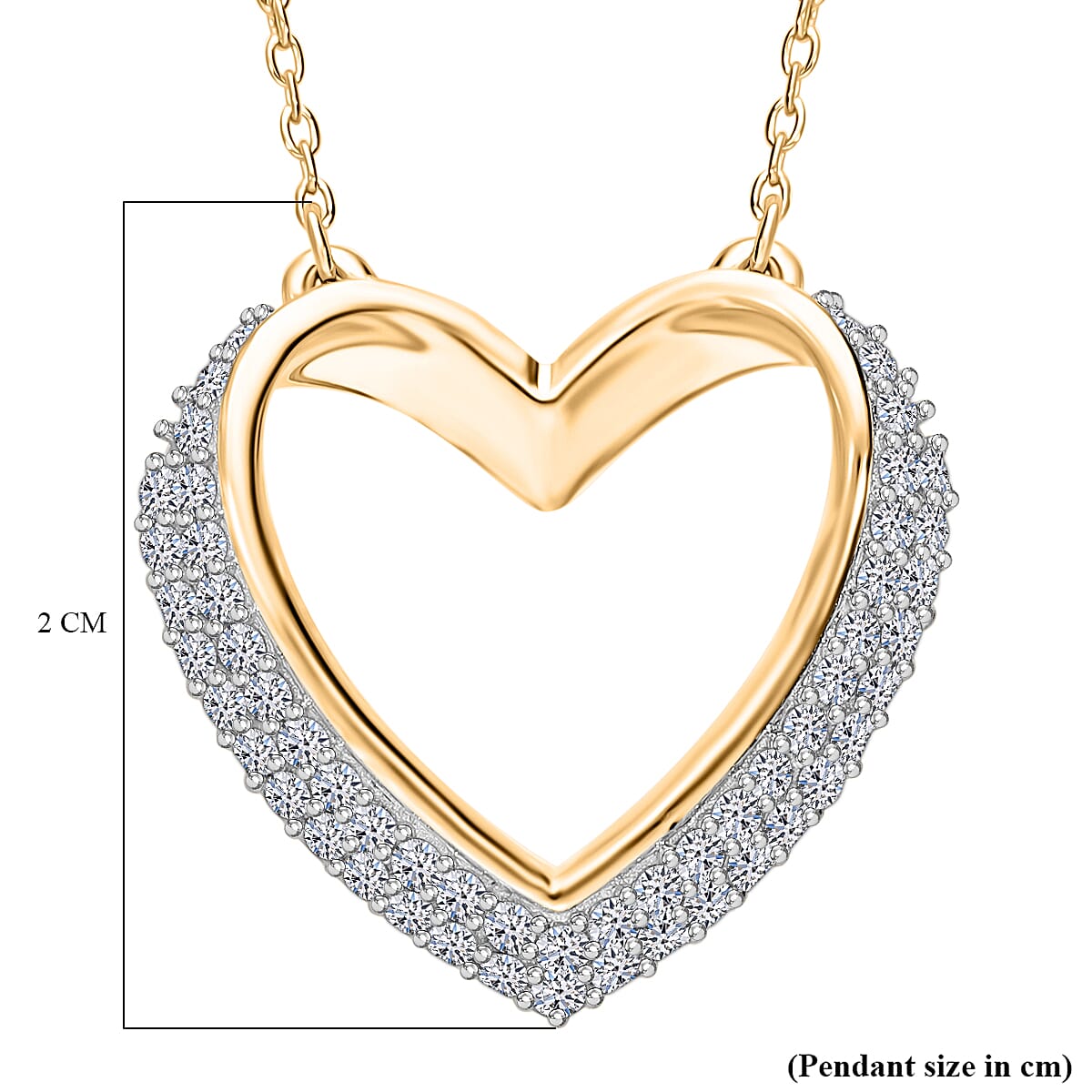 Luxuriant Diamond Lab Grown Diamond (SI-G-H) Pendant with Chain (Size - 18-2 Ext.) with Spring Ring Clasp in Vermeil Yellow Gold Plated & Rhodium Overlay Sterling Silver 0.33 Ct.