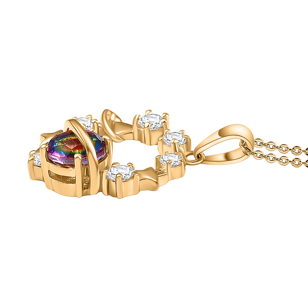 Nebula Quartz & White Zircon Celestial Galaxy Pendant with Chain (Size 20) in 18K Vermeil Yellow Gold Plated Sterling Silver 2.52 Ct.