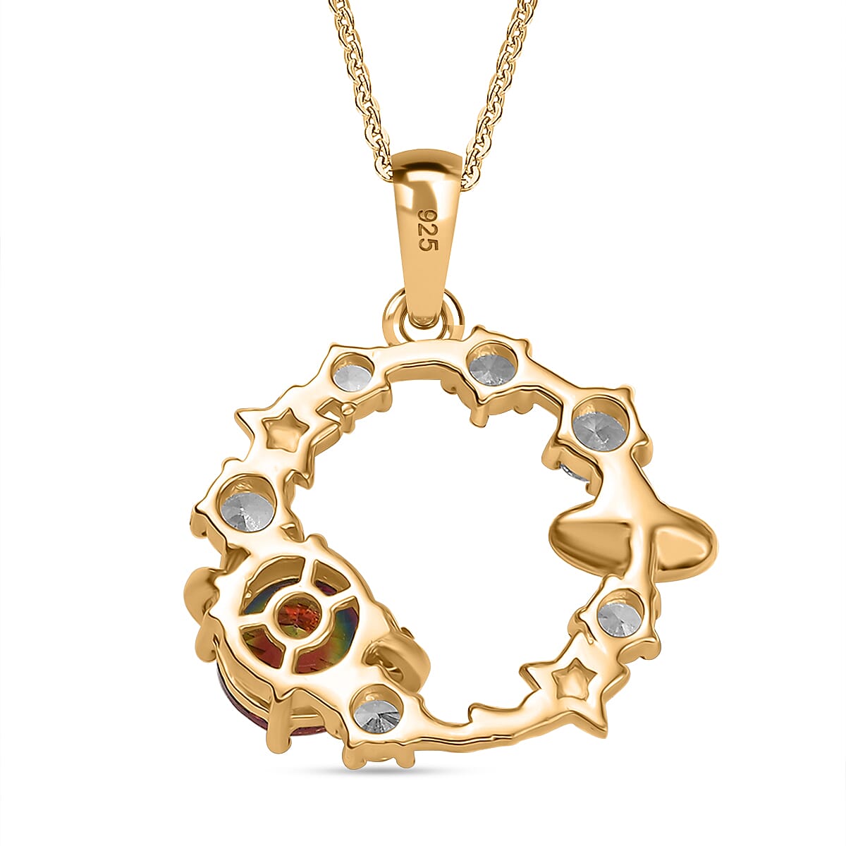 Nebula Quartz & White Zircon Celestial Galaxy Pendant with Chain (Size 20) in 18K Vermeil Yellow Gold Plated Sterling Silver 2.52 Ct.