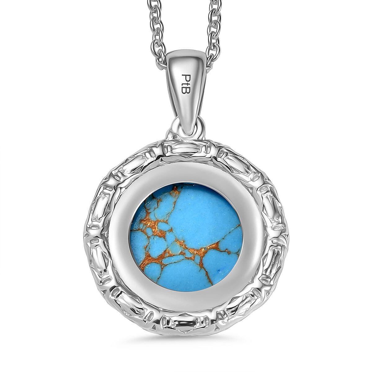 Tucson Find- Blue Turquoise Pendant with Chain (Size 20) 5.84 Ct. Tucson Find- Blue Turquoise Pendant with Chain (Size 20) 5.84 Ct.