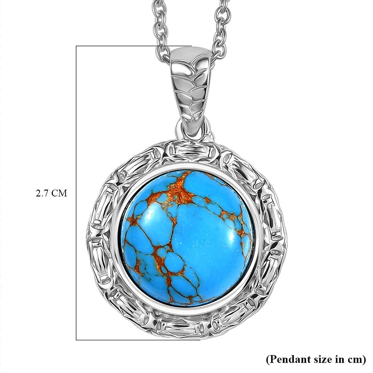 Tucson Find- Blue Turquoise Pendant with Chain (Size 20) 5.84 Ct. Tucson Find- Blue Turquoise Pendant with Chain (Size 20) 5.84 Ct.