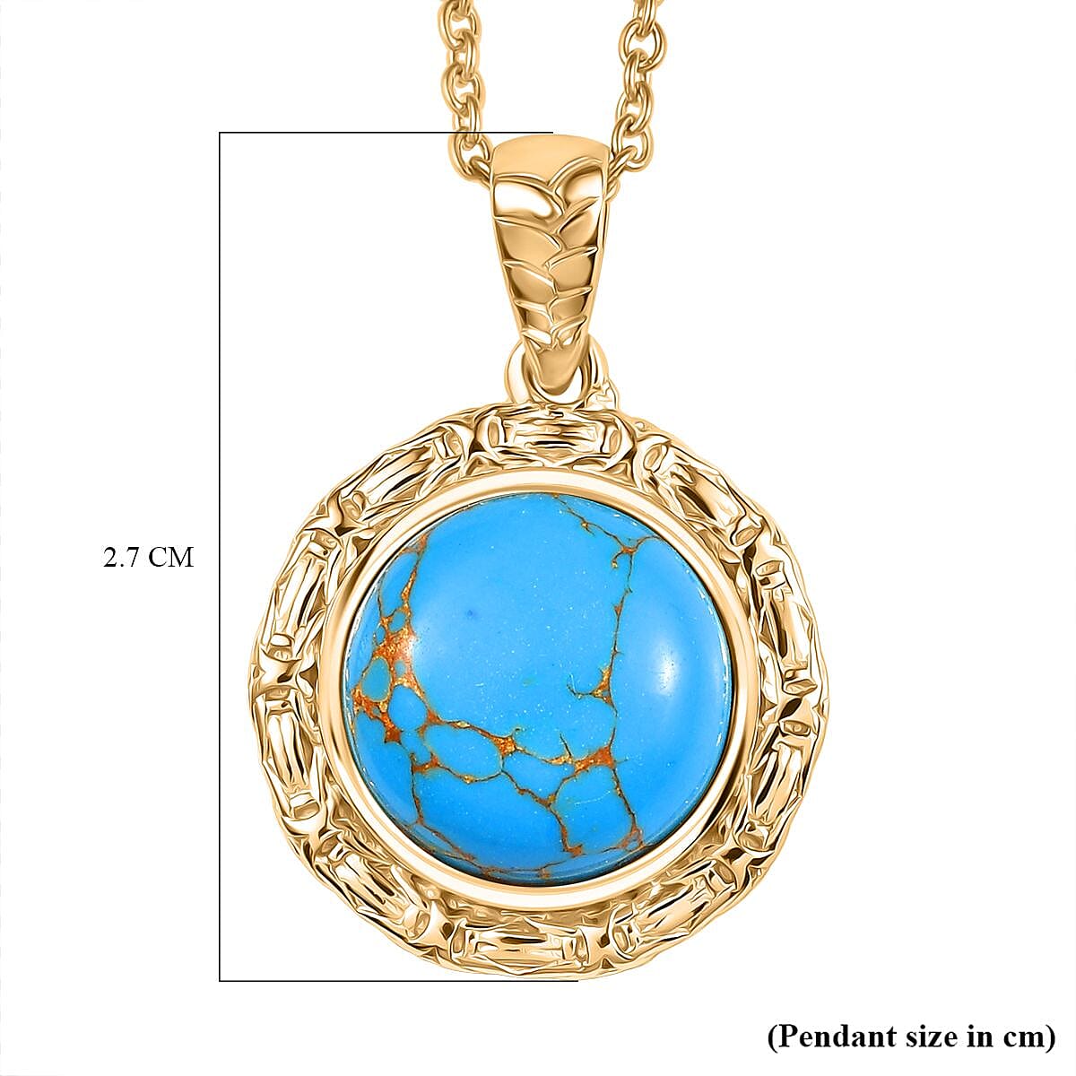 Tucson Find- Blue Turquoise Pendant with Chain (Size 20) 5.84 Ct. Tucson Find- Blue Turquoise Pendant with Chain (Size 20) 5.84 Ct.