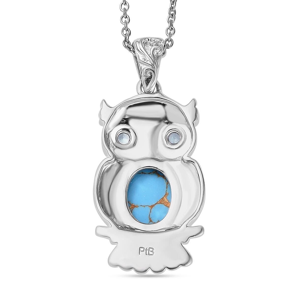 Tucson Find- Blue Turquoise & Ocean Blue Apatite Pendant with Chain (Size 20) 2.87 Ct. Tucson Find- Blue Turquoise & Ocean Blue Apatite Pendant with Chain (Size 20) 2.87 Ct.