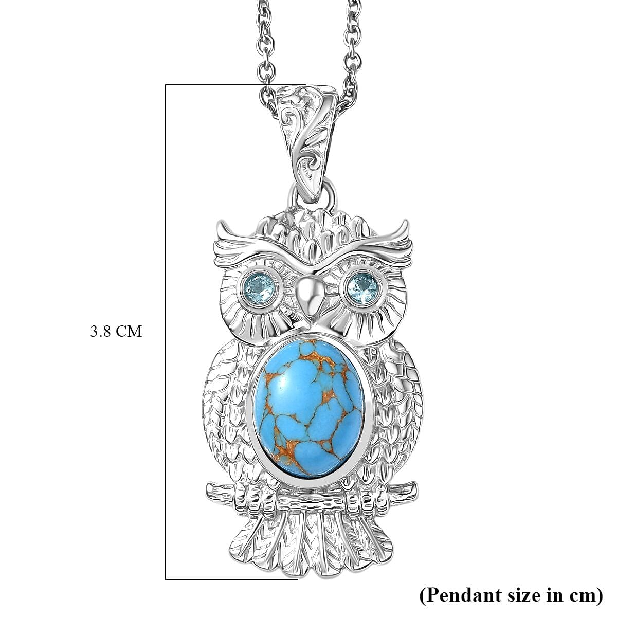 Tucson Find- Blue Turquoise & Ocean Blue Apatite Pendant with Chain (Size 20) 2.87 Ct. Tucson Find- Blue Turquoise & Ocean Blue Apatite Pendant with Chain (Size 20) 2.87 Ct.