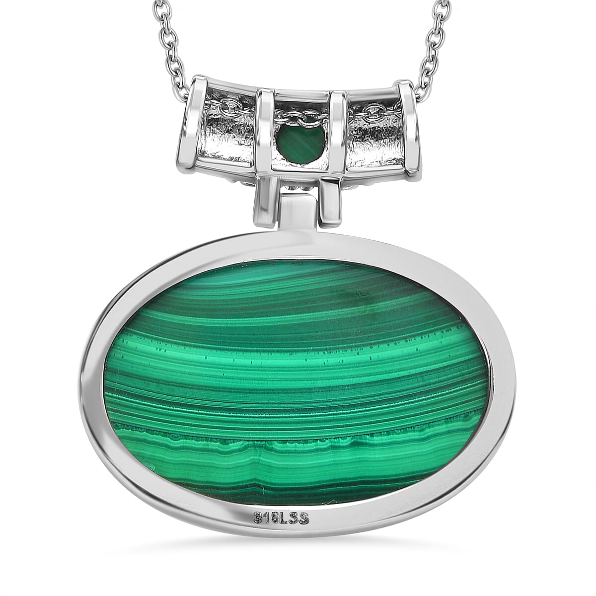 Malachite Pendant with Chain (Size - 20) 80.50 Ct.