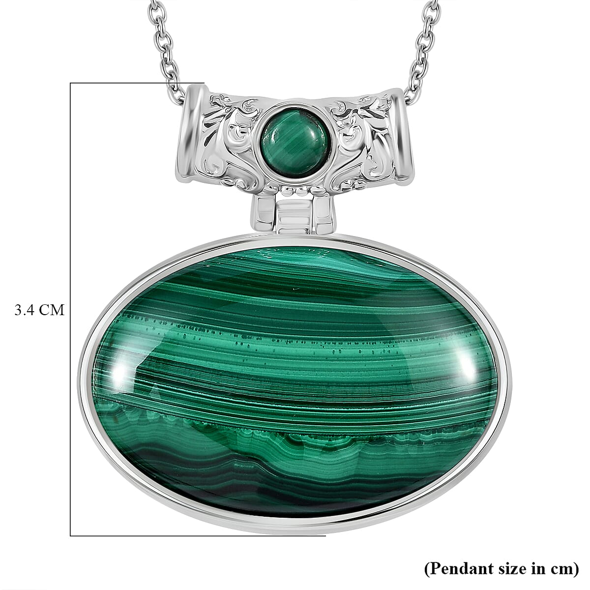 Malachite Pendant with Chain (Size - 20) 80.50 Ct.