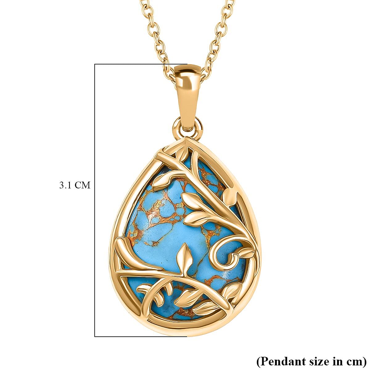 Tucson Find- Blue Turquoise Pendant with Chain (Size 20) in Yellow Gold Tone 13.15 Ct. Tucson Find- Blue Turquoise Pendant with Chain (Size 20) in Yellow Gold Tone 13.15 Ct.