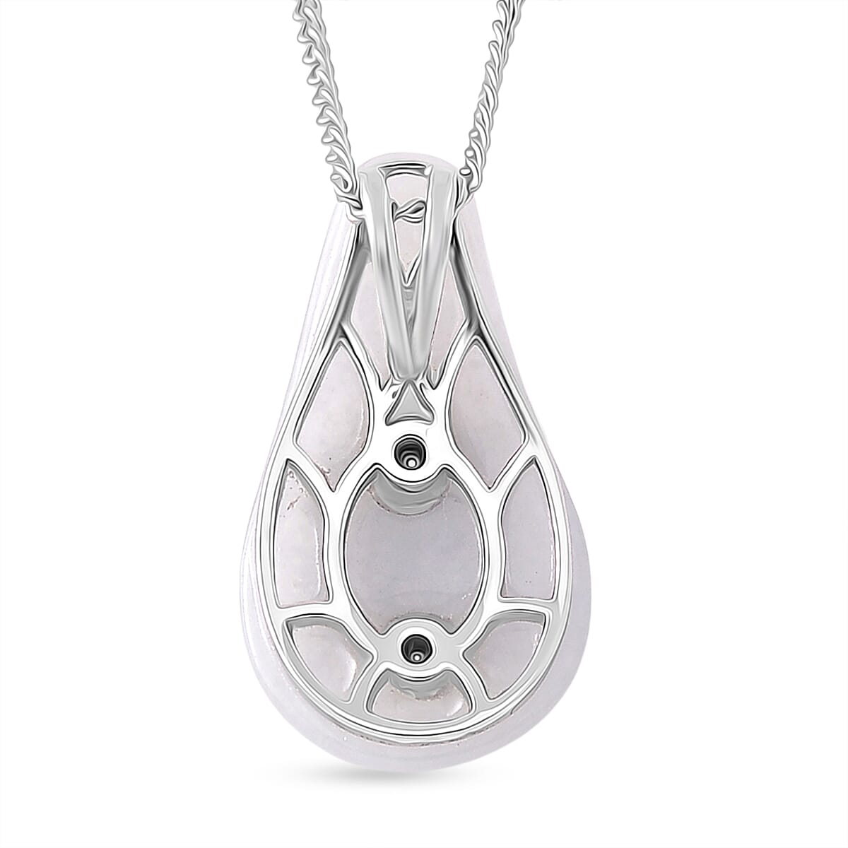 White Jade, Kyanite & White Zircon Pendant with Chain (Size 18) in Rhodium Overlay Sterling Silver 6.23 Ct.