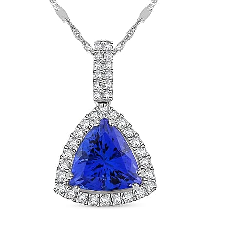 Tanzanite  950 Platinum,  White Diamond Pendant with Chain (Size 18) 0.39ct, Platinum Wt. 6.08 Gms  4.050  Ct.