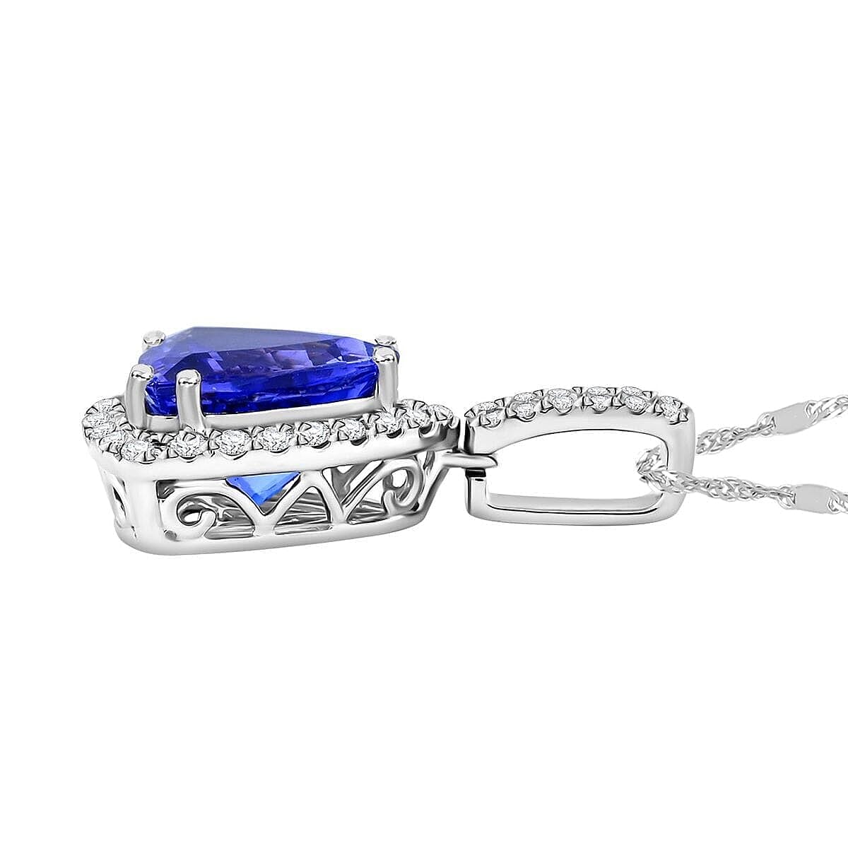 Tanzanite  950 Platinum,  White Diamond Pendant with Chain (Size 18) 0.39ct, Platinum Wt. 6.08 Gms  4.050  Ct.