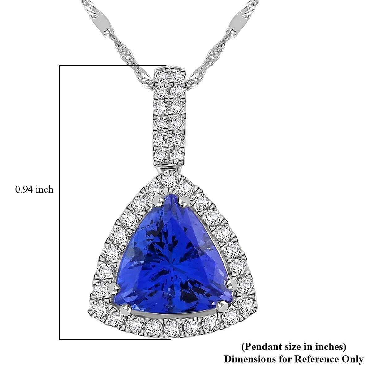 Tanzanite  950 Platinum,  White Diamond Pendant with Chain (Size 18) 0.39ct, Platinum Wt. 6.08 Gms  4.050  Ct.